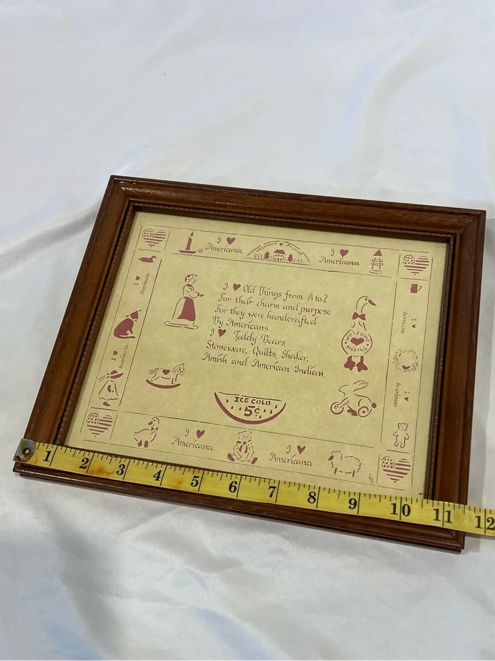 Vintage 1986 Designs With Scissors Americana Folk Art Framed Decor